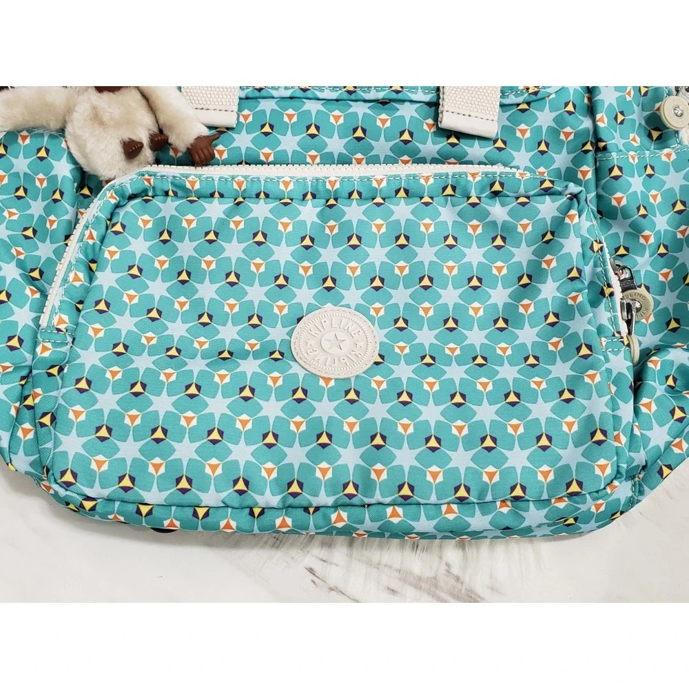 NEW Kipling Odell Backpack Nylon Laptop Bag BP4045 CLOVER TEAL GEOMETRIC BLUE